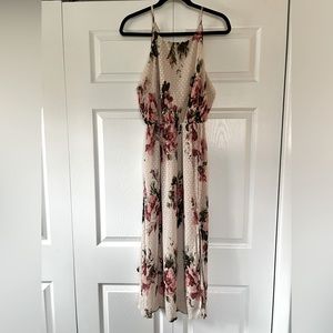 Lush brand- halter midi dress- mauve floral